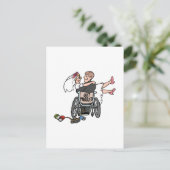 たった今結婚しました車椅子 案内ポストカード (スタンド正面)