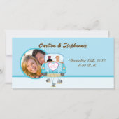 たった今結婚しました車結婚の写真の発表 案内状 (正面)