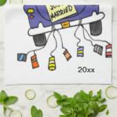 たった今結婚しました車 キッチンタオル (折り畳み)