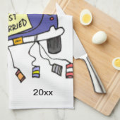 たった今結婚しました車 キッチンタオル (四つ折り)