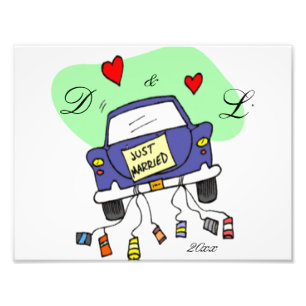 たった今結婚しました車 フォトプリント