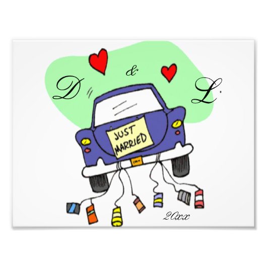 たった今結婚しました車 フォトプリント            (正面)