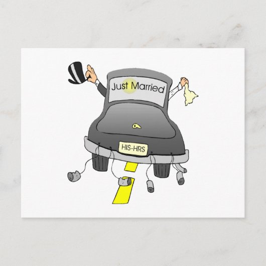 たった今結婚しました車 案内ポストカード (正面)