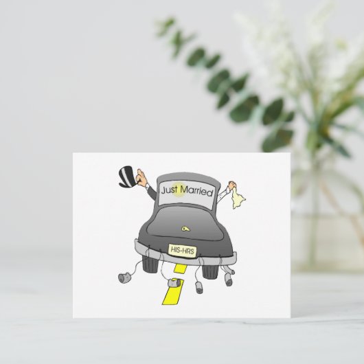 たった今結婚しました車 案内ポストカード (スタンド正面)