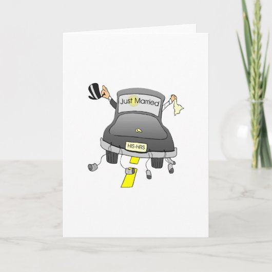 たった今結婚しました車 案内状 (正面)