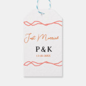 たった今結婚しました追加カップル名の日付赤vintagborder ギフトタグ (裏面)