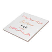 たった今結婚しました追加カップル名の日付赤vintagborder タイル (側面)