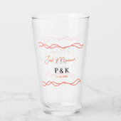 たった今結婚しました追加カップル名の日付赤vintagborder タンブラーグラス (裏面)