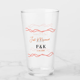 たった今結婚しました追加カップル名の日付赤vintagborder タンブラーグラス
