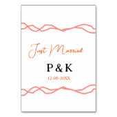 たった今結婚しました追加カップル名の日付赤vintagborder テーブルナンバー (裏面)