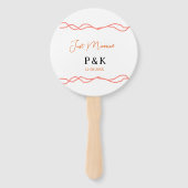 たった今結婚しました追加カップル名の日付赤vintagborder ハンドファン (裏面)