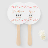 たった今結婚しました追加カップル名の日付赤vintagborder ハンドファン (正面&裏面)