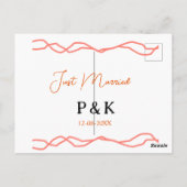 たった今結婚しました追加カップル名の日付赤vintagborder ポストカード (裏面)