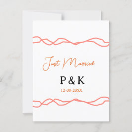 たった今結婚しました追加カップル名の日付赤vintagborder ポストカード