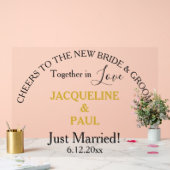 たった今結婚しました金ゴールドの色名澄ん アクリルサイン (ウェディング)