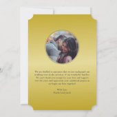 たった今結婚しました金ゴールドスクリプトオーバーレイ結婚フォト 案内状 (裏面)