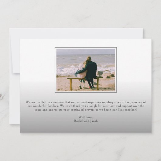 たった今結婚しました金ゴールドスクリプ結婚ト重ね合わせ 案内状 (裏面)