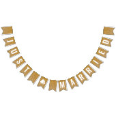 たった今結婚しました金ゴールドフェイクグリッター バンティングフラッグ (全)