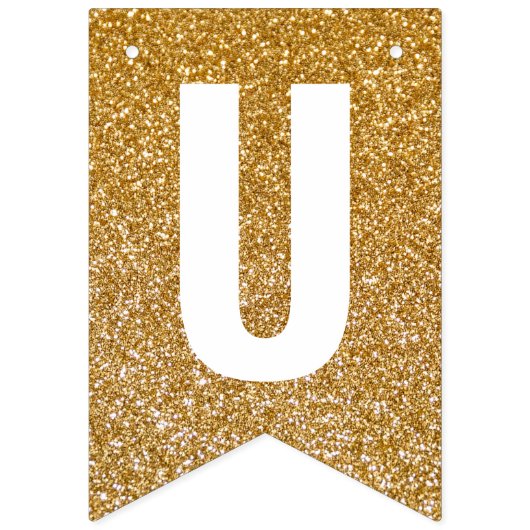 たった今結婚しました金ゴールドフェイクグリッター バンティングフラッグ (第3の旗)