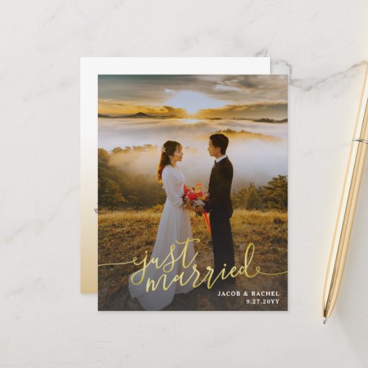 たった今結婚しました金ゴールド型結婚写真の発表 (正面/裏面インサイチュ)