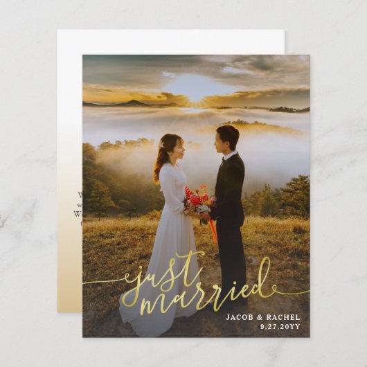 たった今結婚しました金ゴールド型結婚写真の発表 (正面/裏面)