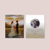 たった今結婚しました金ゴールド型結婚写真の発表