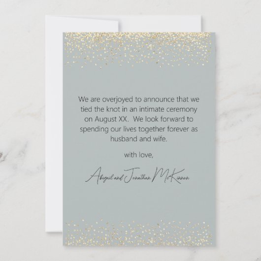 たった今結婚しました金ゴールド結婚バルーンの写真 案内状 (裏面)