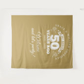 たった今結婚しました金ゴールド50周年記念写真の背景 タペストリー (正面(横))