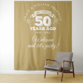 たった今結婚しました金ゴールド50周年記念写真の背景 タペストリー (インサイチュ)