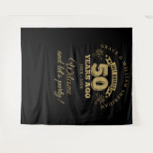 たった今結婚しました金ゴールド50周年記念写真の背景 タペストリー (正面(横))