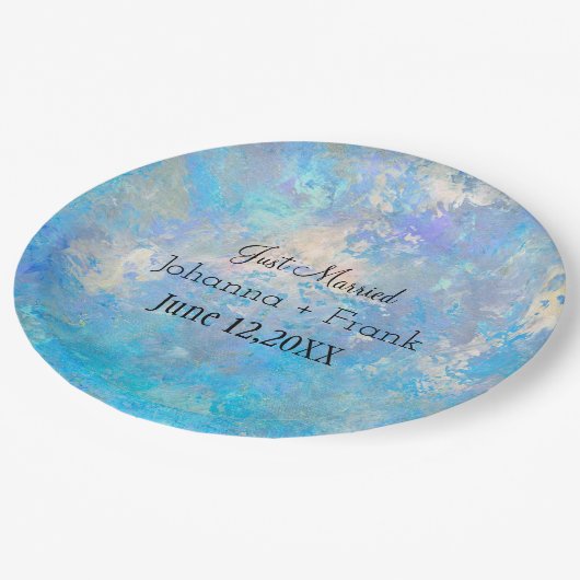 たった今結婚しました青 ペーパープレート (アングル)