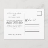 たった今結婚しました駆け落ち白エレガント花 インビテーションポストカード (裏面)