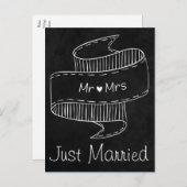 たった今結婚しました黒白結婚板 案内ポストカード (正面/裏面)