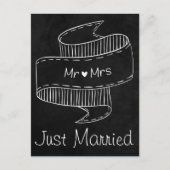 たった今結婚しました黒白結婚板 案内ポストカード (正面)