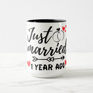 たった今結婚しました1年前、1周年結婚を迎える マグカップ