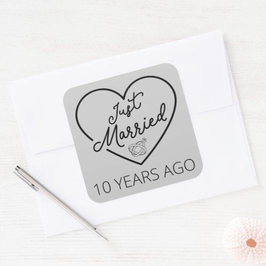 たった今結婚しました10年前III スクエアシール (封筒)