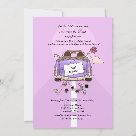 たった今結婚しました2のポストの結婚式のブランチの招待状 招待状 (正面)