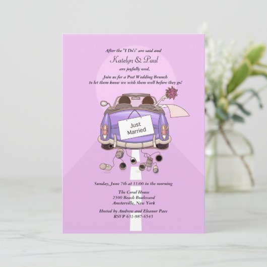 たった今結婚しました2のポストの結婚式のブランチの招待状 招待状 (スタンド正面)