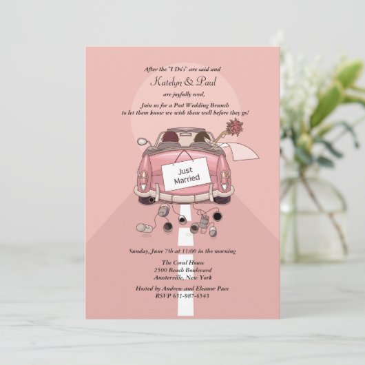 たった今結婚しました2のポストの結婚式のブランチの招待状 招待状 (スタンド正面)