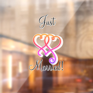 たった今結婚しました2リンク渦巻形のレインボーハート車 ウィンドウサイン