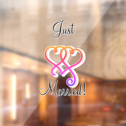 たった今結婚しました2リンク渦巻形のレインボーハート車 ウィンドウサイン (シート2)