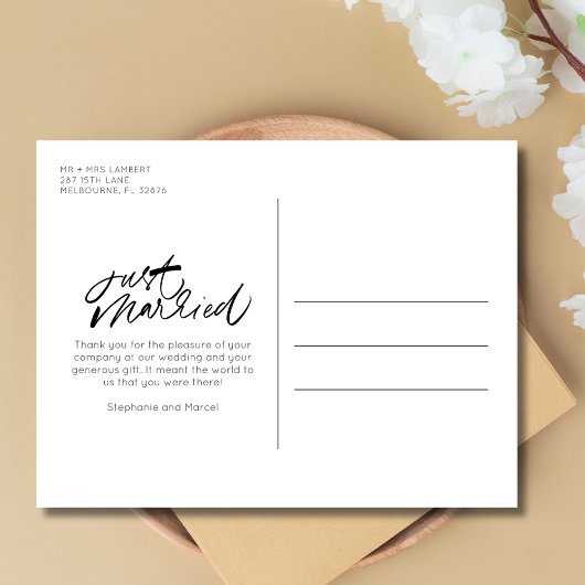 たった今結婚しました2枚の写真結婚が届いた ポストカード