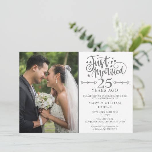 たった今結婚しました25周年記念結婚写真 招待状 (スタンド正面)