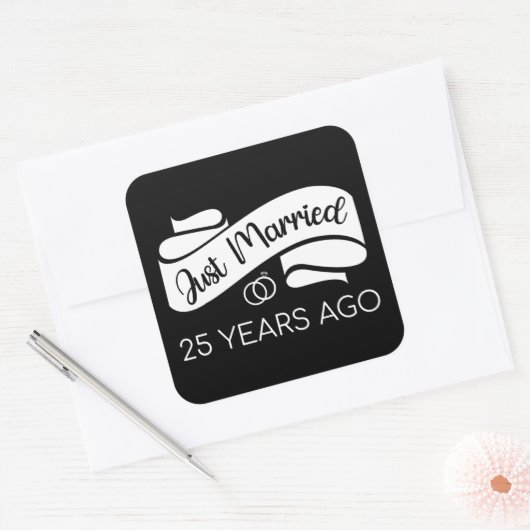 たった今結婚しました25年前V スクエアシール (封筒)