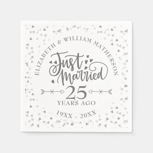 たった今結婚しました25結婚周年記念 スタンダードカクテルナプキン (正面)