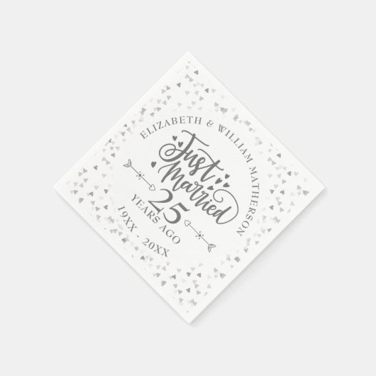 たった今結婚しました25結婚周年記念 スタンダードカクテルナプキン (角)