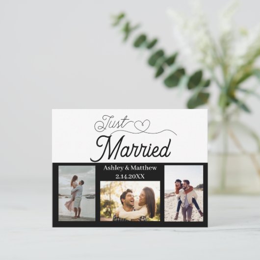 たった今結婚しました3写真の取り消し告知 ポストカード (スタンド正面)