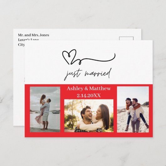 たった今結婚しました3写真結婚の発表 ポストカード (正面/裏面)