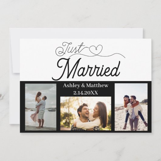 たった今結婚しました3写真結婚の発表 招待状 (正面)
