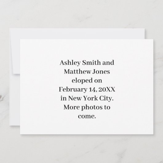 たった今結婚しました3写真結婚の発表 招待状 (裏面)